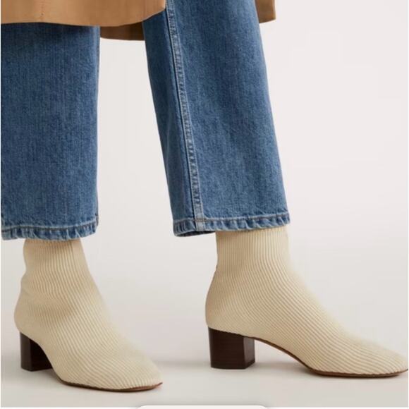 Everlane Bootie Women 10 Ivory Sock Bootie The Glove Rib Knit Ankle ReKnit - Picture 2 of 9